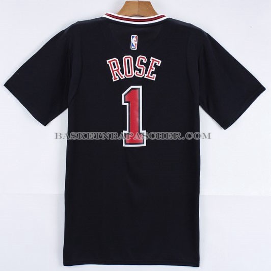 Maillot Manche Courte Chicago Bulls Rose Noir